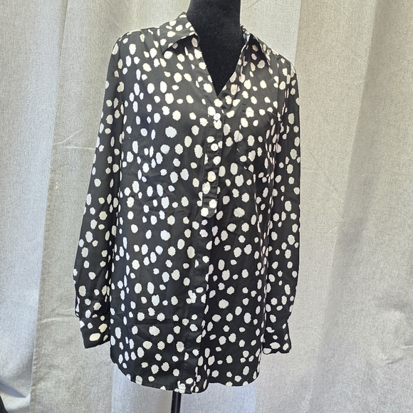 Style & Co Women's Black White Artsy Spots Long Sleeve Size Small - Picture 1 of 10